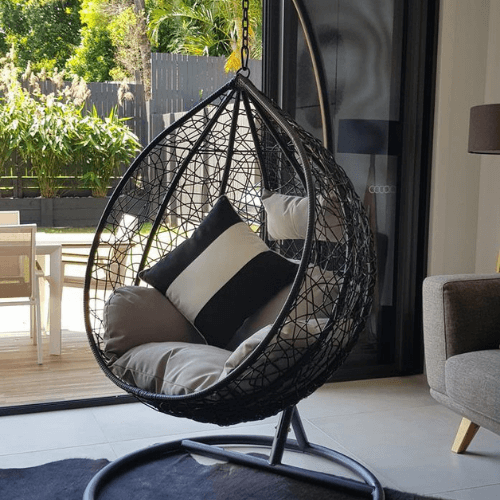 Black hanging egg chair deals